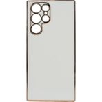 Kvy Samsung Galaxy S22 Ultra Parlak Kenarlı Bark Silikon Kılıf - Beyaz
