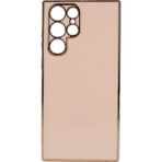 Kvy Samsung Galaxy S22 Ultra Parlak Kenarlı Bark Silikon Kılıf - Rose Gold
