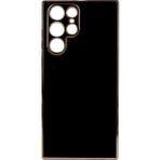 Kvy Samsung Galaxy S22 Ultra Parlak Kenarlı Bark Silikon Kılıf - Siyah
