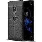 Kvy Sony Xperia Xz2 Deri Görünümlü Lux Niss Silikon Kılıf - Siyah