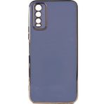 Kvy Vivo Y20 Parlak Kenarlı Bark Silikon Kılıf - Açık Mavi