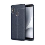 Kvy Xiaomi Mi 8 Deri Görünümlü Lux Niss Silikon Kılıf - Lacivert