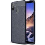 Kvy Xiaomi Mi Max 3 Deri Görünümlü Lux Niss Silikon Kılıf - Lacivert