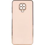 Kvy Xiaomi Redmi Note 9 Pro Parlak Kenarlı Bark Silikon Kılıf - Rose Gold