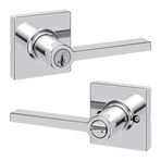 Kwikset Casey Giriş Kapı Kolu Kilitli ve Anahtarlı, Güvenli Anahtarlı Ters Çevrilebilir Kol Dışı, Kapı Kilidi, Ön Giriş ve Yatak Odaları İçin, Cilalı Krom, Seçmeye Dayanıklı Smartkey Rekey Güvenlik