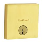 Kwikset Downtown, Sürgü Kapı Kilidi, Tek Silindir, SmartKey Yeniden Anahtar Güvenlikli Kare Düşük Profil, Saten Pirinç