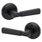 Kwikset Perth İç Mekan Gizlilik Kapı Kolu Kilitli Kapı Kolu, Banyo ve Yatak Odası için Kapı Kolu, Mat Siyah, Ters Çevrilebilir Anahtarsız Düğme Kilit Kapı Kolu, Mikroban Korumalı