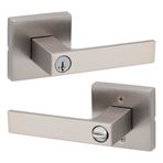 Kwikset Singapur Giriş Kapı Kolu Kilitli ve Anahtarlı, Güvenli Anahtarlı Ters Çevrilebilir Kol Dışı, Ön Giriş ve Yatak Odaları için, Saten Nikel, Seçmeye Dayanıklı Smartkey Rekey Güvenlik ve Microban