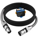 Kxable XLR Kablosu 8 Ayaklar, Premium Mikrofon Kablosu, Ağır Hizmet Tipi 22AWG OFC Erkek - Dişi Kablo, 3-Pin Korumalı Mikrofon Hoparlör Kablosu, Çinko Alaşımlı Konnektörler, Metal Yay SR, Siyah