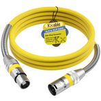 Kxable XLR - XLR Kablosu 8 Ayaklar, Premium XLR Mikrofon Kablosu, Ağır Hizmet Tipi 22AWG OFC XLR Erkekten Dişi Kabloya, Çinko Alaşımlı Konnektörler, Metal Yay SR, Sarı
