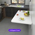 Kydonia Home 60x90 Cm 4 Köşe Oval Duvara Monte Kırma Katlanır Masa Mat Beyaz