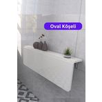 Kydonia Home 60x90 Cm Oval Köşeli Sabit Raflı Duvara Monte Kırma Katlanır Masa Beyaz Mat