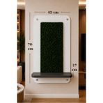 Kydonia Home Dekoratif Yapay Şimşir Yaprak Detaylı Duvar Paneli Rafı – 45X70 cm - Antrasit - Beyaz