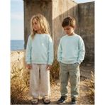 Kyex Kids Unisex Çocuk Buz Mavisi Bisiklet Yaka Basic Sweatshirt - %100 Pamuklu Yumuşak Dokuma - 7 - 8 Yaş