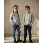 Kyex Kids Unisex Çocuk Gri Melanj Bisiklet Yaka Basic Sweatshirt - %100 Pamuklu Yumuşak Dokuma - Gri Melange - 7 - 8 Yaş
