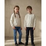Kyex Kids Unisex Çocuk Krem Rengi Bisiklet Yaka Basic Sweatshirt - %100 Pamuklu Yumuşak Dokuma - 3 - 4 Yaş