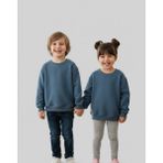 Kyex Kids Unisex Çocuk Petrol Mavisi Bisiklet Yaka Basic Sweatshirt - %100 Pamuklu Yumuşak Dokuma - 3 - 4 Yaş