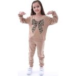 Kyex Kız Çocuk Leopar Desen Pamuklu Alt Üst Kahverengi Eşofman Takımı - Kahve Kahvesi - 5 - 6 Yaş