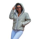 KYF STYLE Kadın Bej Su Geçirmez Kapüşonlu Şişme Mont