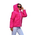 KYF STYLE Kadın Fuşya Su Geçirmez Kapüşonlu Şişme Mont