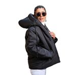 KYF STYLE Kadın Siyah Su Geçirmez Kapüşonlu Şişme Mont