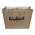 KYLE XM İstanbul Baskılı Jüt Hasır Beach Bag Plaj Ve Havuz Çantası Iç Cepli Anahtarlıklı (İSTANBUL-1)