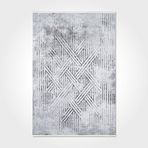 Kylie Gri Geometrik Modern Geometrik Etnik Desenli Boho Makinada Yıkanabilir Hafif Hav Toz Vermez Leke Tutmaz Kaymaz Taban Dijital Makine Baskı Halı Oturma Odası Salon Yolluk Koridor Mutfak Halısı