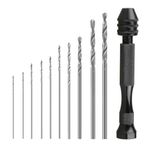 KYLOS 10 adet el matkabı, mini matkap, pin vizörlü el matkabı, hassas el matkabı ucu, mini matkap seti, hassas pin vizör mikro el matkabı, saplı, metal, ahşap, kuyum, model yapımı için