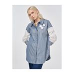 KYR Çizgi Desen Broşlu Pamuklu Tunik İndigo