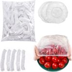 Kyrotech 100’lü Yeniden Kullanılabilir Elastik Plastik Kase Kapakları – Şeffaf, 12x30 cm, Hava Geçirmez Gıda Saklama Bonesi, Ev ve Restoran İçin