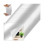 Kyrotech 2 Adet Kendinden Yapışkanlı Akrilik Pleksi Ayna, Esnek Dekoratif Sticker Duvar Aynası, Kırılmaz, Hafif, Kolay Montajlı Modern Süsleme, Ev, Ofis, Banyo ve Çocuk Odası İçin (Gümüş, 30x30 CM)