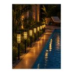 Kyrotech 2 Adet Solar Bahçe Aydınlatması, Balkon Dekorasyonu, Güneş Enerjili 3000K Sarı Gün Işığı Filament LED 100 Lümen Dış Mekan Su Geçirmez Çim Yol Peyzaj Patika Aydınlatma Dekoratif Lamba 57 CM
