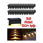 Kyrotech 32 Adet Solar Güneş Enerjili Şarj Edilen Köşebent Merdiven Bahçe Led Lamba Dekor Bahçe Aydınlatma