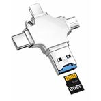 Kyrotech 4 İN 1 arada Micro SD Kart Okuyucu Akıllı Telefon Lightning Hafıza Kartı Okuyucu, Micro USB, USB A, Type-C Arayüzü, Mini OTG Kart Okuyucu iPhone, iPad, Android Uyumlu PC ve Cep Telefonu Uyumludur