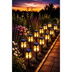 Kyrotech 6 Adet Dış Mekan Solar Bahçe Lambası 55 CM Kazıklı, Hareket Sensörlü Aplik Şarjlı ve Güneş Enerjili LED Aydınlatma, Su Geçirmez, 300 LM, 2 Renk Modu Beyaz ve Sarı Gün Işığı, Villa Peyzaj Balkon Teras