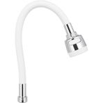Kyrotech Esnek Silikon Musluk Başlığı 43 cm, Kıvrılabilir Uzatma Hortumu, 360 Oynar Başlık, 2 Fonksiyonlu Su Akışı Duş VE Düz, Su Tasarruflu Musluk Aparatı, Mutfak ve Lavabo Uyumlu, Kolay Montaj Beyaz