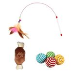 Kyrotech İnteraktif Kedi Oyuncağı Seti, Peluş oyuncak, kedi oyun oltası, avlanma Geliştirici, Zeka Artırıcı Kedi Oyuncak Seti (3 Adet Set)