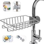 Kyrotech Mutfak Organizeri Tek Kat Demir Raf, Musluğa Klipsli Paslanmaz Çelik Evye Düzenleyici, Delmesiz Kurulum, Drenajlı Süngerlik, Askılı Lavabo İçi Raf, Paslanmaz Dayanıklı Evye Organizer