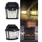 Kyrotech Solar Güneş Enerjili Lamba 2 Ampul Flament Led Hareket Sensörlü 3 Işık Modlu Aplik Su Geçirmez Duvar Teras Veranda Bahçe Agaç Patika Garaj Balkon Dekorasyon Aydınlatma 1 Adet