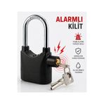Kyrotech Yüksek Güvenlikli Alarmlı Metal Asma Kilit 110 dB Sirenli, Su Geçirmez, Darbe Sensörlü, 3 Anahtarlı, Çelik Gövde, Bisiklet Garaj Depo Kapı Kilidi