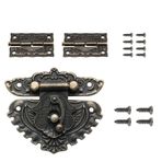 Kyuionty Antik Mücevher Kutusu Çile Mandalı, Vintage Bronz Küçük Kutu Oyma Tasarımlar Menteşeler ve Retro Mandal Kilidi Dekoratif Dolap Küçük Ahşap Mücevher Kutusu Hediye Kutusu (1 Adet Çile Yakalama)