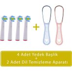 Kyver Oral B Uyumlu Diş Fırçası Yedek Başlığı Ve Dil Temizleme Aparatı