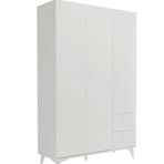 Kzn Home 3 Kapaklı 2 Çekmeceli Beyaz Mdf Gardırop