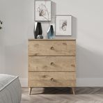 Kzn Home Gardenya 3 Çekmeceli Meşe Şifonyer - Tamamı 1. Kalite Mdf