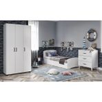 Kzn Home Soft Çocuk Odası Takımı Beyaz Karyola 3 Kapaklı Gardırop