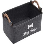 KZXCVS Keçeden yapılmış köpek oyuncak kutusu, katlanabilir, saplı, 38 x 25 x 18 cm, evcil hayvan malzemeleri düzenleyici, köpek/kediler için (su geçirmez, bulaşık makinesinde yıkanabilir, gri)