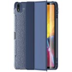 Kzy Apple iPad Pro 11 2018 Deri Görünümlü Stantlı Silikon Tablet Kılıfı - Lacivert
