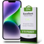 Kzy Apple iPhone 14 Temperli Ekran Koruyucu Kırılmaz Cam Ekonomik 5'li Paket - Şeffaf
