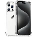 Kzy Apple iPhone 15 Pro Kapak Kamera Bölümü Açık Antişok Airbag Köşe Korumalı Silikon Şeffaf Kılıf