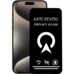 Kzy Apple iPhone 15 Pro Max ile Uyumlu Tam Kaplayan Anti Statik Görünmez Safir Ekran Koruyucu Hayalet Cam - Şeffaf